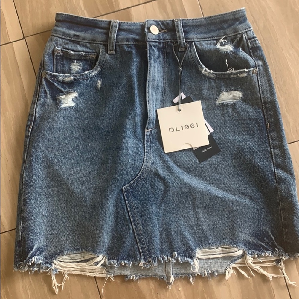 DL1961 distressed high waist denim skirt size S